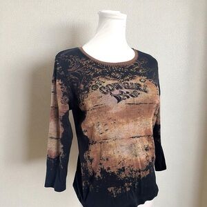 Vintage Y2K Rhinestone “Cowgirl” Graphic Top – Western Rodeo Grunge Shirt L